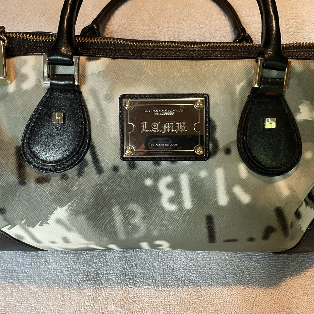 *additional pictures of L.A.M.B gray stencil satchel